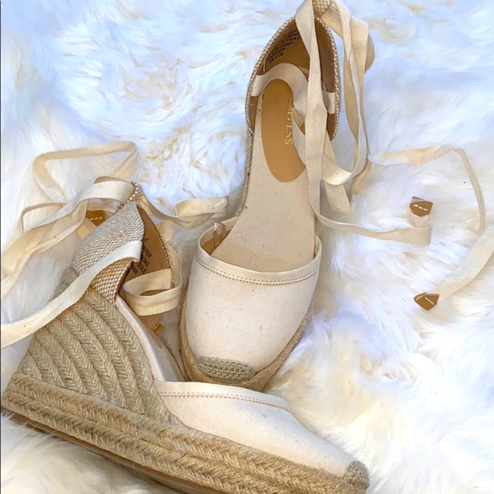 Express Nude Lace-Up Wedges